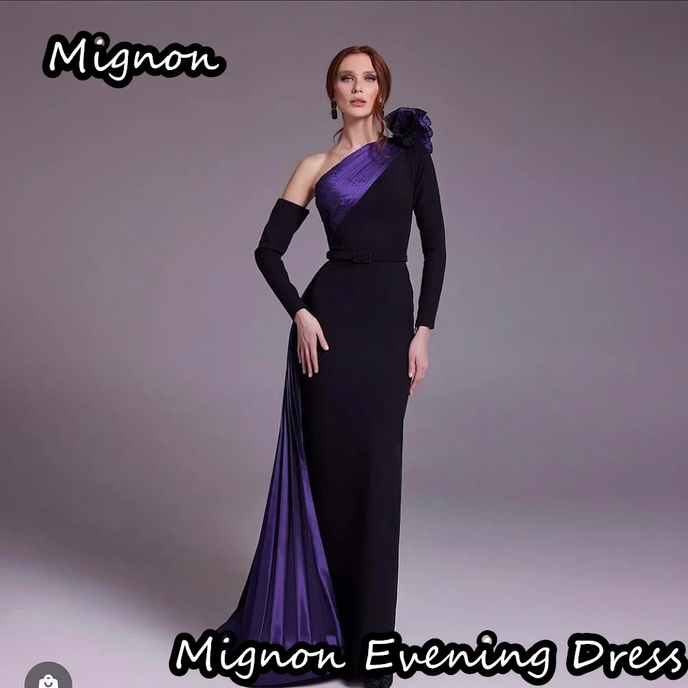 Mignon-sereia crepe pregas de um ombro vestido de baile formal até o chão, vestido de noite luxuoso, elegante vestido de festa feminino 2024