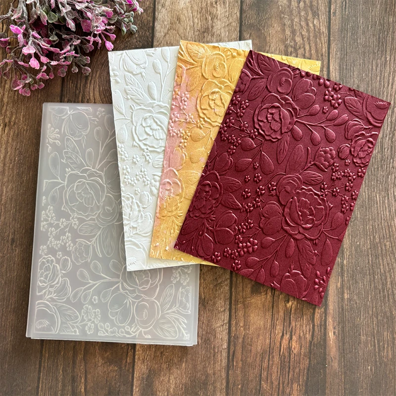 Plum Blossoms, Roses, Flowers And Birds, Trees, Etc. -3d Embossed Relief Folder For Diy To Make Greeting Cards, Paper Scrapbooks