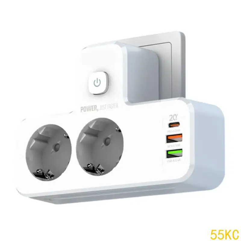 

55KC 3 USB Port Independent Power Strips with Wall Extension Socket Night Lamp