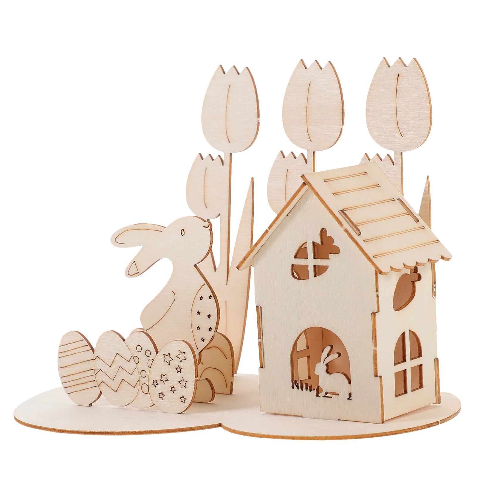 3D Puzzle Rabbit Easter Kids Toy Learning Wood Assembly Children Toys Puzzles for Toddlers Ages 1-3 Wooden