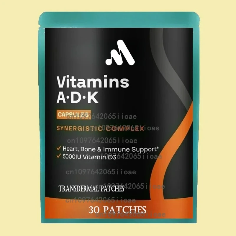 

30 Patches Vitamins A, D3 and K2 Transdermal Patches for Heart, Bone Health and Immune Support