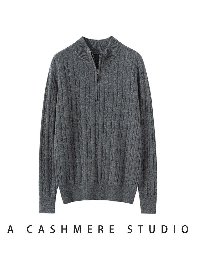 CHICUU ผู้หญิง 100% แคชเมียร์เสื้อกันหนาวคอปลอมถักแขนยาวซิปฤดูใบไม้ร่วงฤดูหนาวแคชเมียร์เสื้อถัก