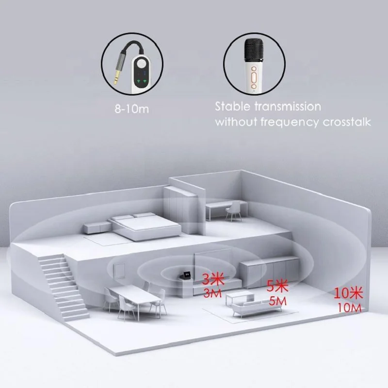 Microfono per karaoke wireless con cambio vocale con connettore per altoparlante per dispositivo Bluetooth da 3,5 mm - Macchina da canto portatile per auto/casole