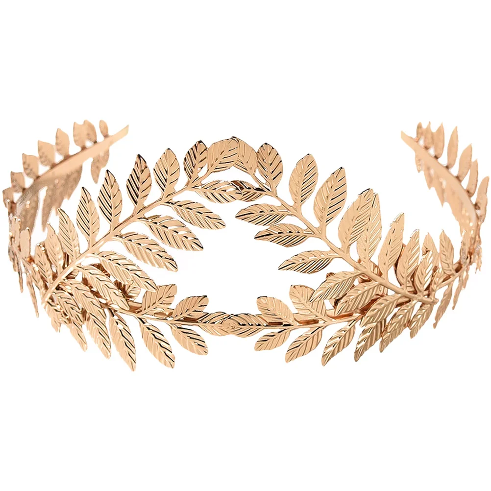 Greek Roman Goddess Olive Leaf Metal Headbands Headdress Bride Tiara Wedding Accessories Miss Universe Girl's Crown Head Jewelry