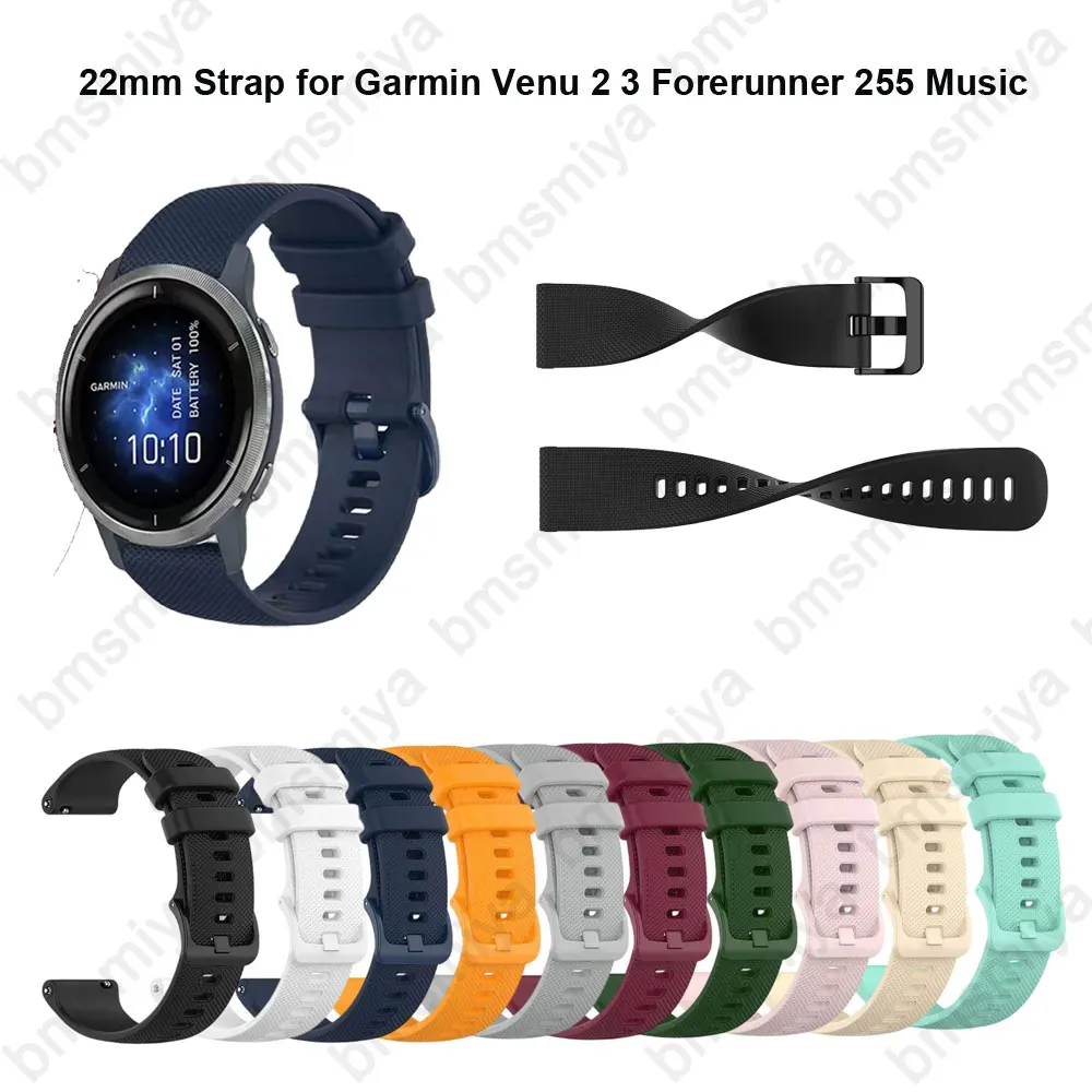 1 шт., 22 мм, силиконовый ремешок для Garmin Venu 2 3, сменный силиконовый ремешок для часов Garmin Forerunner 255, музыкальный браслет, ремень