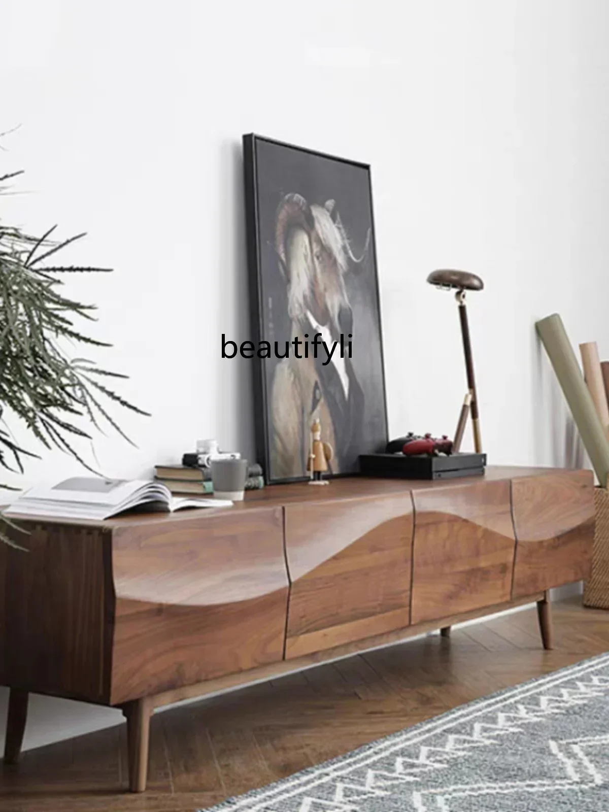 

K185 Nordic Solid Wood TV Cabinet B & B Simple Quiet Style Small Apartment Home Living Room Floor Cabinet