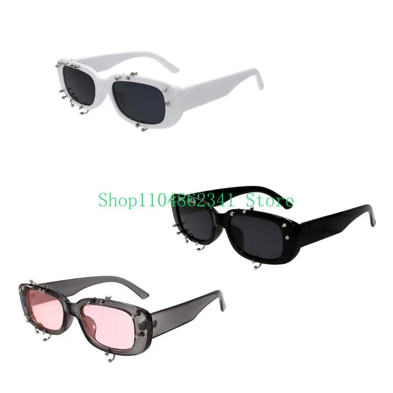 

5asd солнцезащитные очки с заклепками в стиле хип-хоп и защитой UV400, линзы из поликарбоната, модная панк-оправа для взрослых,