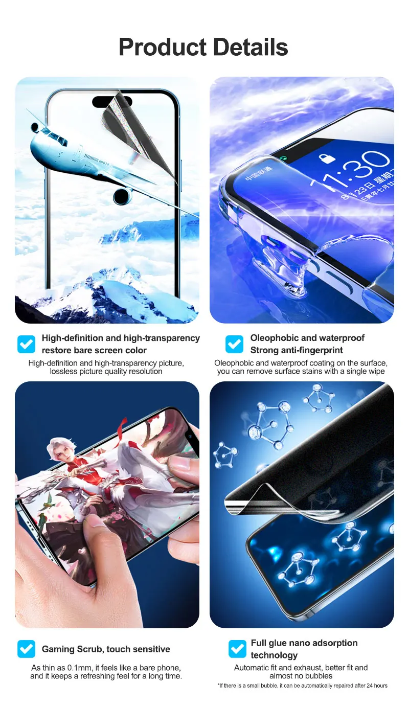 SS-075S  075HS 075FS 075UHS 075UES 057S Anti-peep Privacy TPU Flexible Hydrogel Film PHONE Screen For SUNSHINE SS-890C  Y22