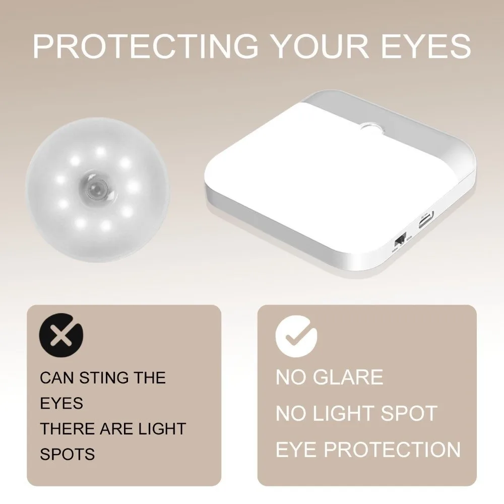 New Motion Sensor Smart Night Lights USB Rechargeable Magnetic Suction LED Closet Light Automatic Lighting Wireless Wall Lamp