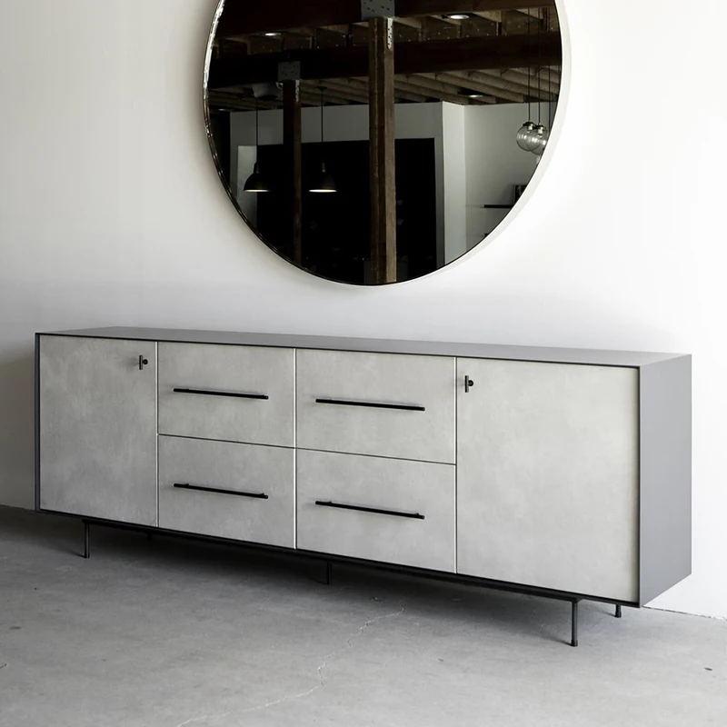 Italian minimalist sideboard, wine cabinet, light luxury, modern aluminum alloy wabi-sabi style storage