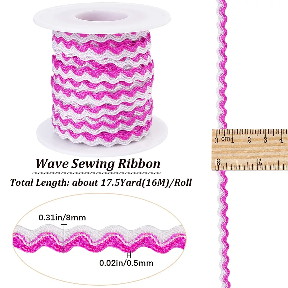 17.5 Yards 1/4 Inch Red White Rick Rack Wave Bending Fringe Trim Rac Zig Zag Woven Sewing Art Craft Handmade Pillows Decoration
