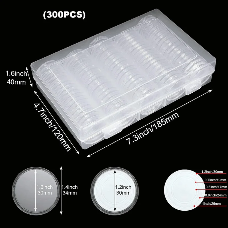 Коробка для капсул ABKI-Coin, пластиковые держатели для монет с пенопластовой защитной прокладкой (17/20/25/27/30 мм)