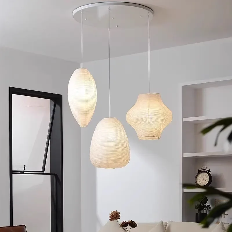 

Japanese Wabi Sabi Paper Art White Pendant Light Living Room Bedroom Designer Decoration Home Chandelier Loft Stair Indoor Lamps