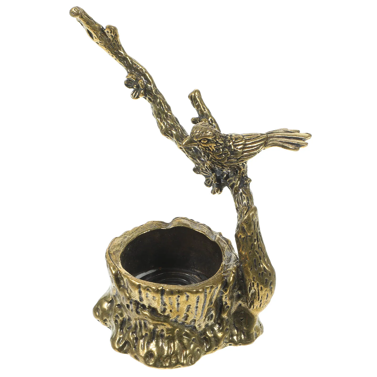 

Dragon Play Water Figurine Elegant Metal Cabinet Copper Statue Bird Branch Decor Ink Dish nament Home Office