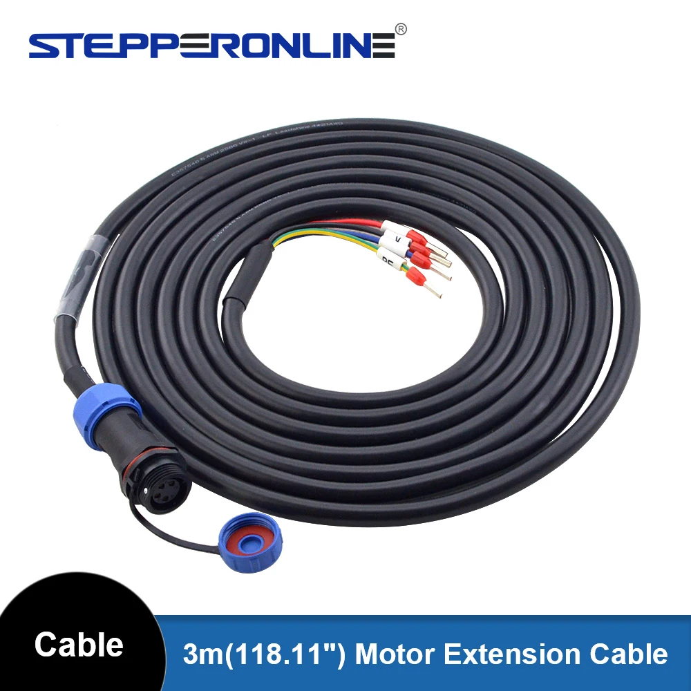 STEPPERONLINE 3M 4-PIN Motor Cable with IP65 Aviation Connector for T6 Series 17-bit Servo Motor