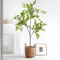 76-140cm (55.1 in)  Artificial Plants Fake Bamboo Tree Branch Plastic Nandina Leaves Tall Green Landscape For Home Garden Decor