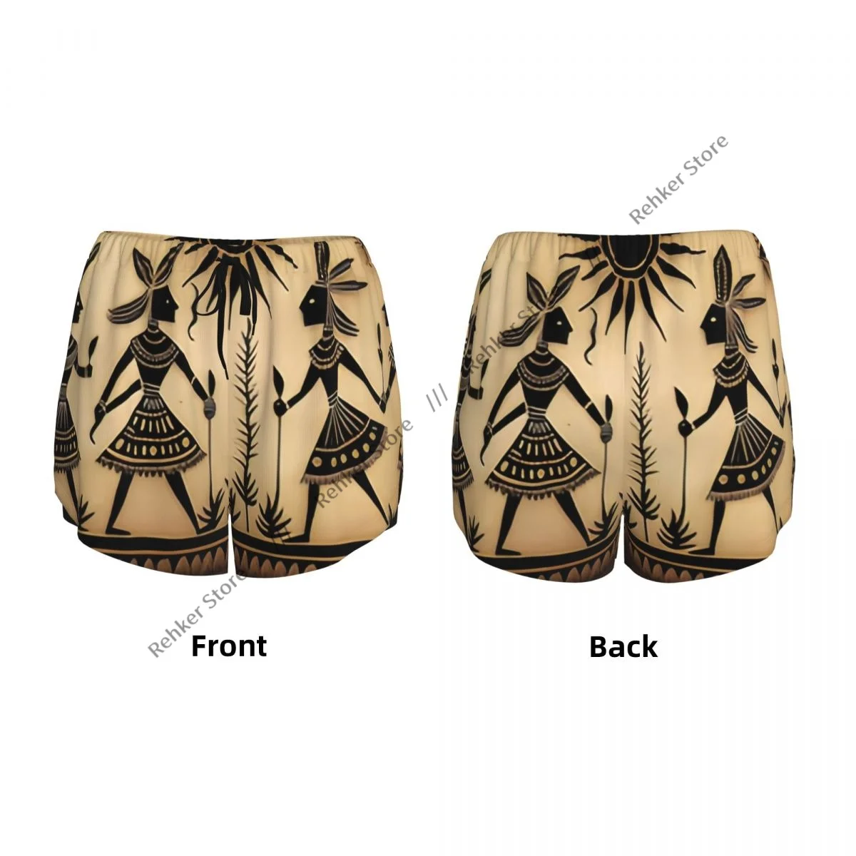 Yoga-Shorts für Damen, Fitness-Shorts, Biker-Workout, Laufshorts, indigene Menschen, die Sonne, schnell trocknende Sportbekleidung mit Tasche