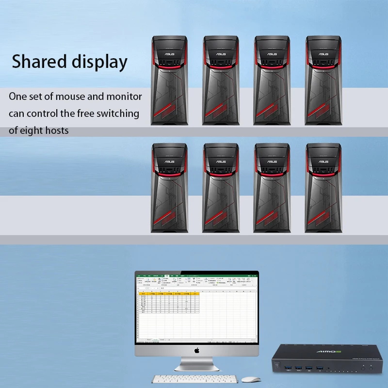 Spel Live Scherm Splitter Dock Station Hdmi-Compatibele Splitter Switter 8 Poorten Hdmi-Compatibel Kvm Switcher Kvm Splitter Extender