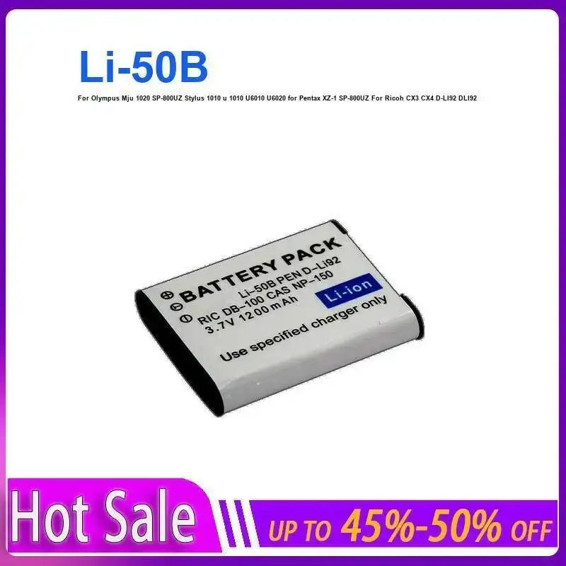 Battery LI-50B For Olympus Mju 1020 SP-800UZ Stylus 1010 U U6010 U6020 Pentax XZ-1 Ricoh CX3 CX4 D-LI92