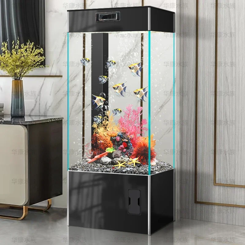 

C Ultra White Glass Fish Tank Living Room Vertical Floor-standing Ecological Goldfish Tank Smart Aquarium