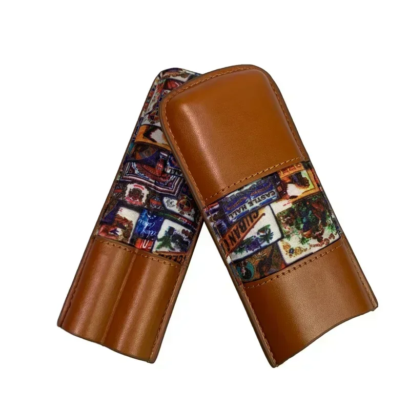 Cigar Case Leather Travel Box Portable 2/3 Tube Holder Mini Humidor BOX Cigar Accessory Cigarette Storage Tool Bag