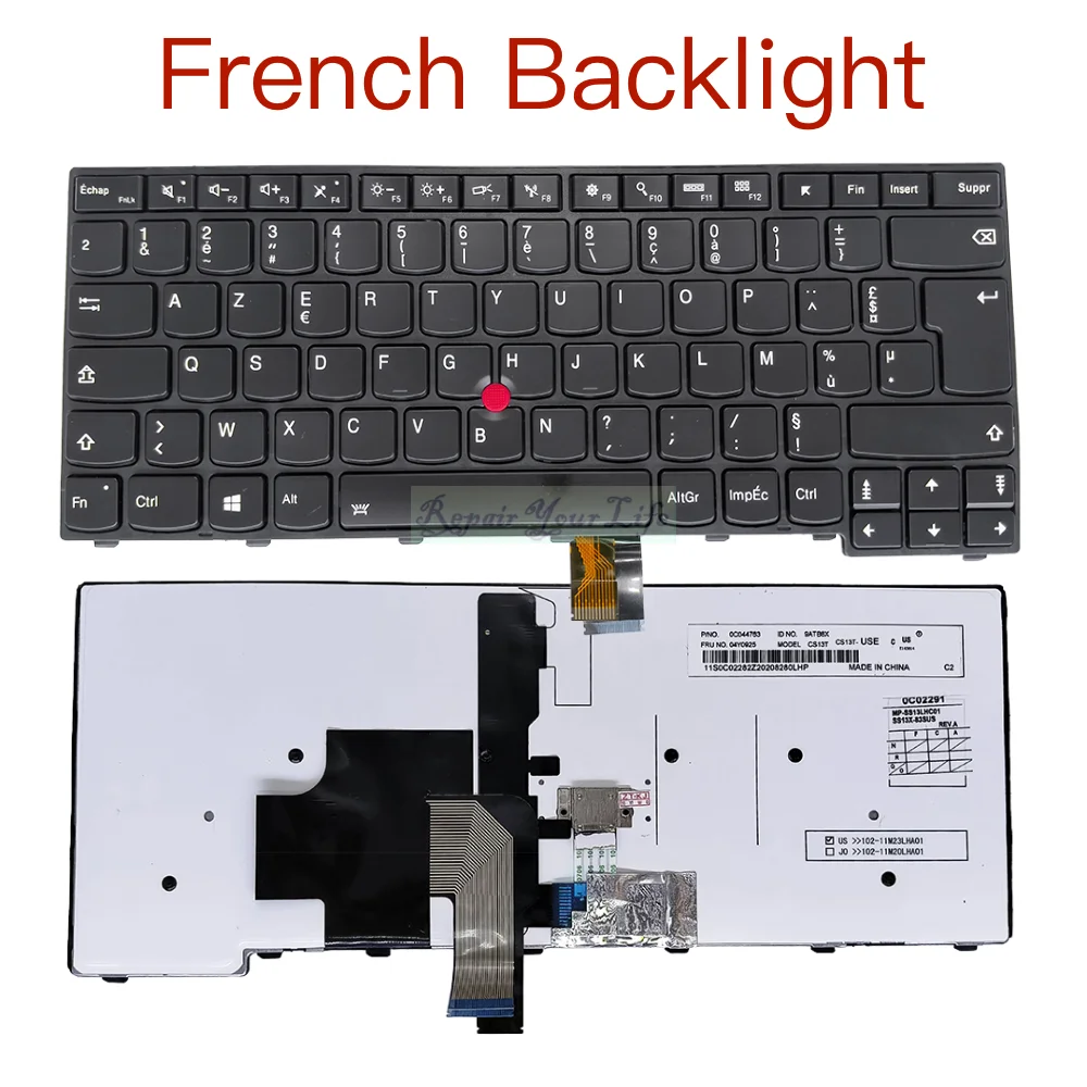 Imagem -02 - Teclado Retroiluminado para Lenovo Thinkpad Francês e Espanhol E431 E440 L440 T431s T440 T440s T440p L450 T450 Cs13t Azerty 0c43954 04x0149