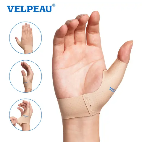 VELPEAU Elastic Thumb Support Sleeve for Mild Tenosynovitis Pain and Isolate Skin, Thumb Compression Sleeve Ambidextrous Design