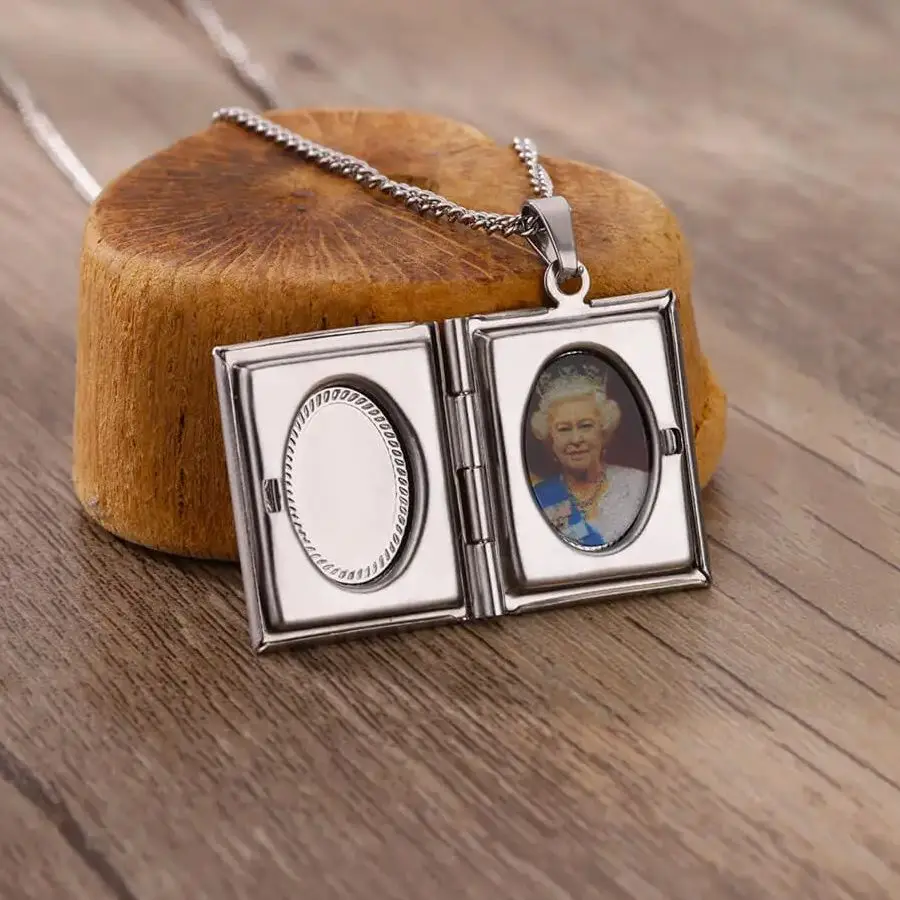 Book Shaped Custom Photo Necklace Personalized Picture Pendant Necklace Family Friend Couple Customized Stainless Steel Jewelry