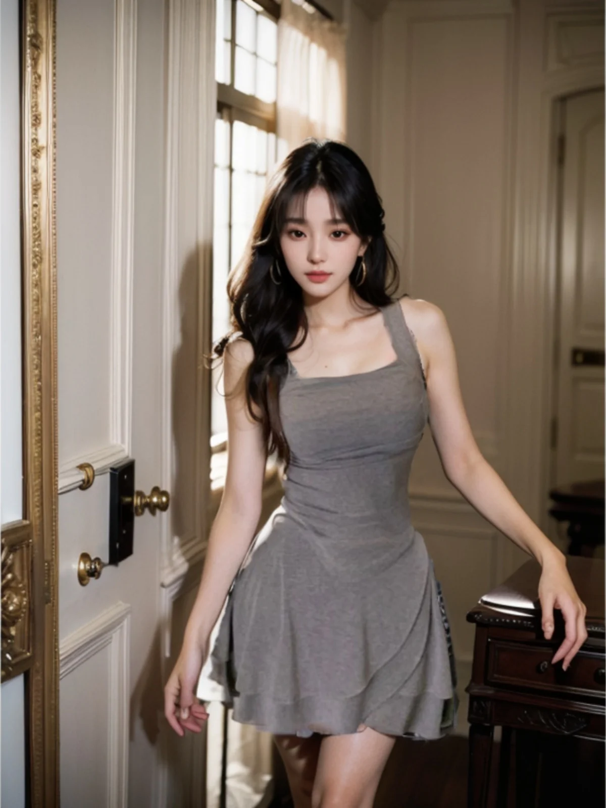 

Korean Style Women's Pure Desire Square Collar Asymmetrical Hem Halter Vest Summer New Cake Skirt Two-Piece Set