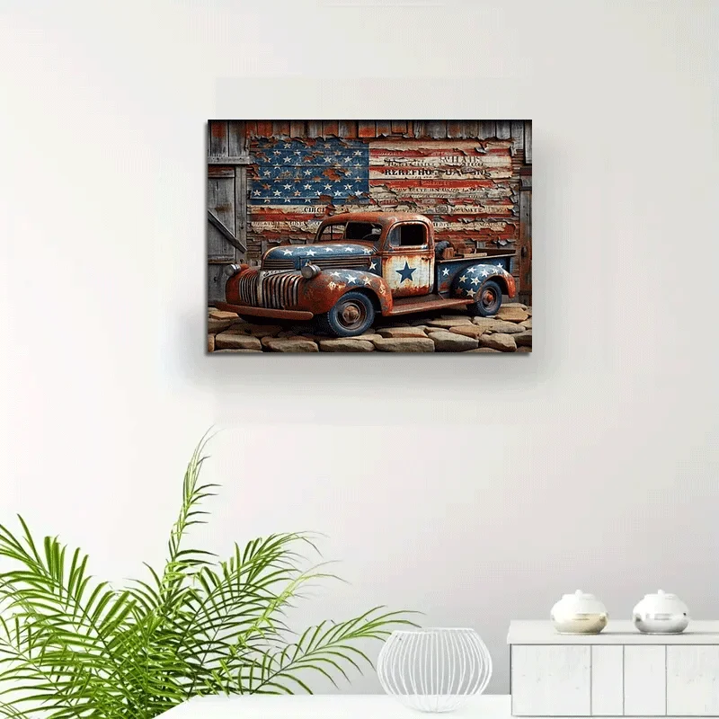1000pcs Vintage American Pickup Truck Jigsaw Puzzle - Large, Durable Paper Puzzle with Rustic Distressed Design, Perfect for A