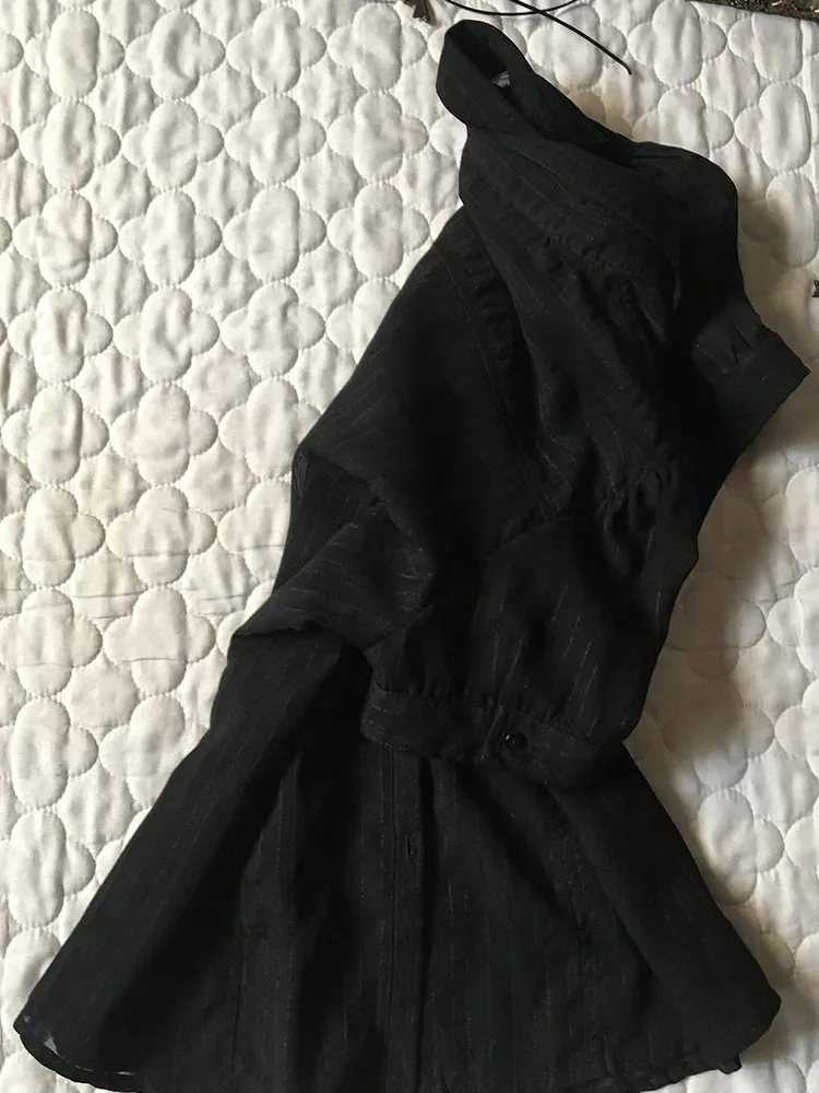 Originele Retro Bla irt Top Slim Fit Koreaanse Sle Pendelen Design Zomer Nieuwe collectie voor jonge vrouwen Polyester katoenmix