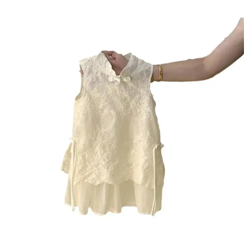 Baby Girl Cheongsam Solid Color Temperament 2026 Summer New Vest Summer Princess Dress