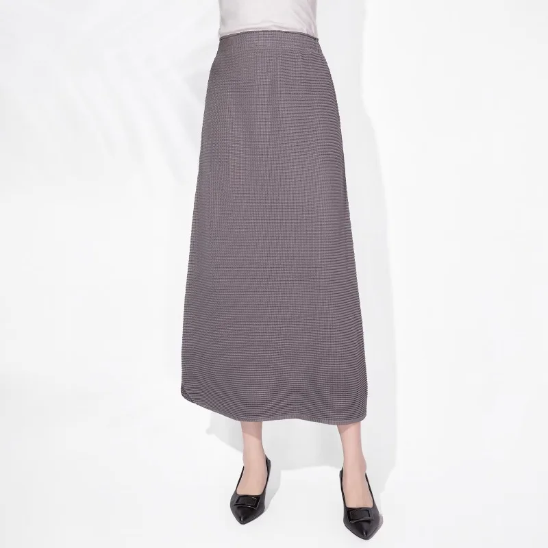 Miyake Pleated Long A-Line Skirt 2026 Spring/Summer New Pleated Straight Skirt High Waist Draped Commuter Versatile Skirt Pleat