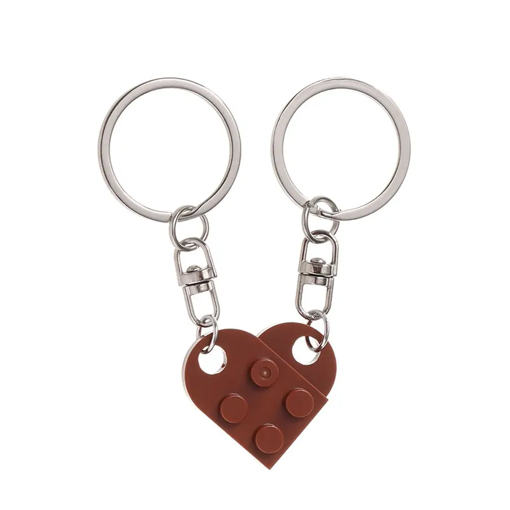 2PCS Love Heart Separable Cute Key Ring Key Buckle Building Block  Heart Pendant