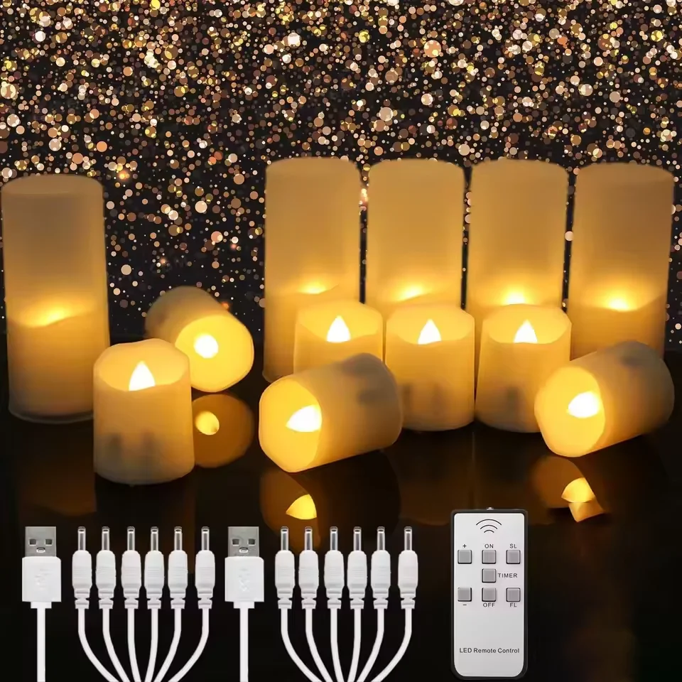 Rechargeable Led Candles Timer Remote LED Light Flameless For Wedding Room Garden Holiday Lighting Home Decor Tea Candle Lamp