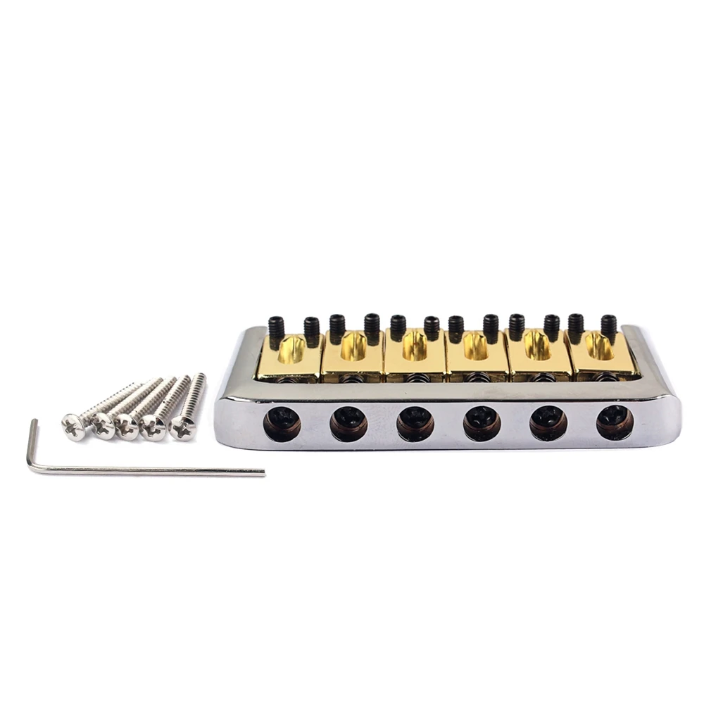 (X07A) Puente de sillín rígido de 6 cuerdas con llave y tornillos para guitarra eléctrica Fender Stratocaster Strat, piezas de repuesto
