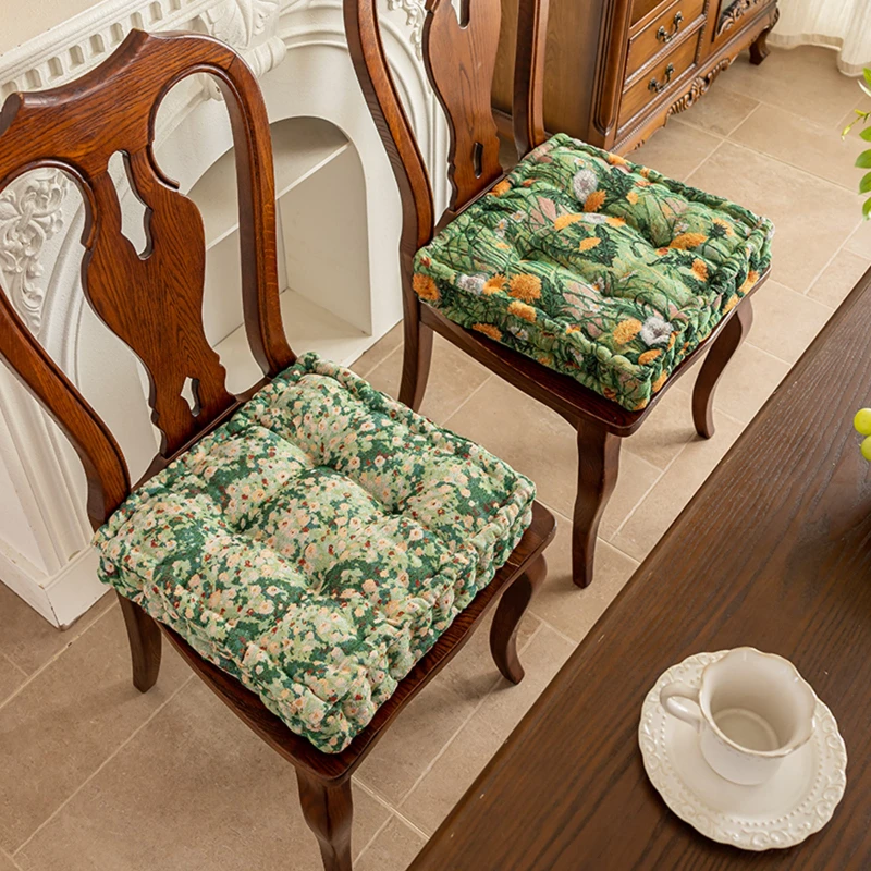 1PC Square Dining Chair Cushion Vintage Seat Cushion with Carrying Handle High Elastic PP Cotton Chair Pad for Office Home Decor
