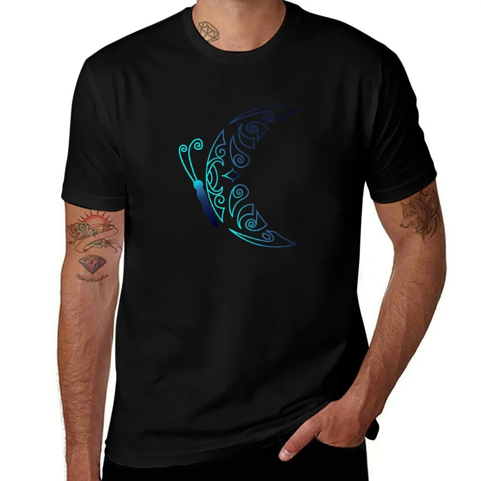 Crescent moon butterfly T-Shirt t shirt man luxury T-Shirt