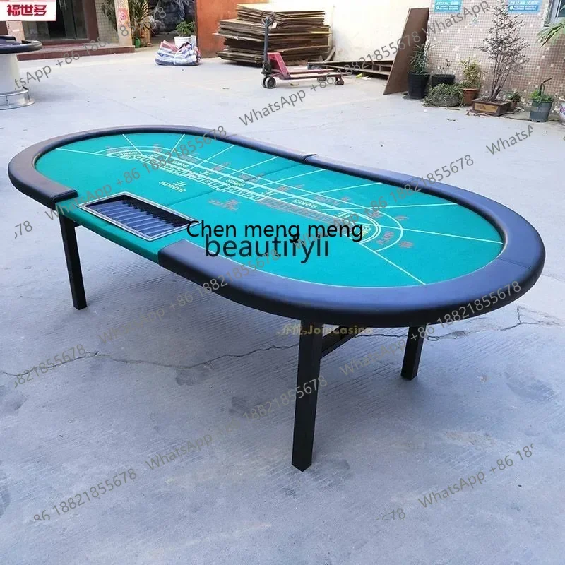 2003Baccarat Table Chip Poker Entertainment Table Square Tube Iron Foot Foldable Desktop Foldable