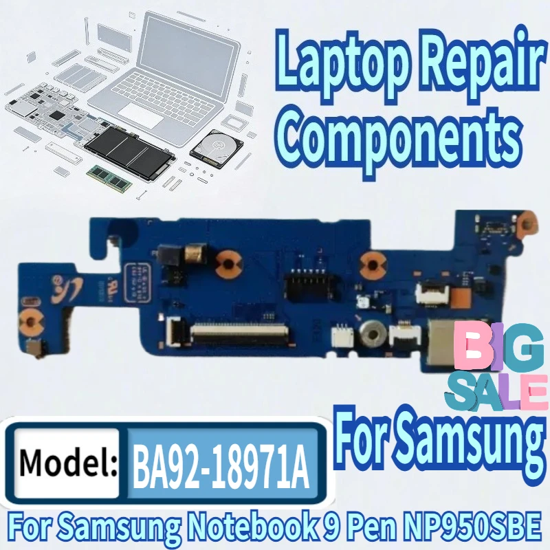 

95% New For Samsung Notebook 9 Pen NT950SBE NP950SBE NT951SBE 2-IN-1 Laptop I/O type-c usb-c Jack Port Board BA92-18971A