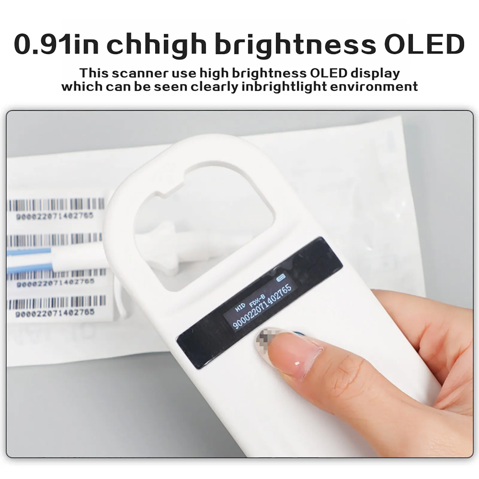 Leitor RFID de animais 134,2 KHz 125 kHz Bluetooth Pet Cat Dog Microchip Scanner FDX-B Leitor de etiqueta de identificação de chip de vidro