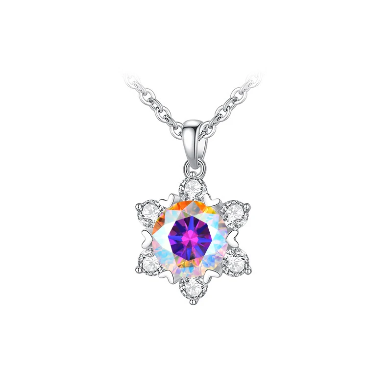 Stylever Luxury Snowflake Moissanite Diamond Pendant for Women Gift 925 Sterling Silver Necklace Sparkling Wedding Fine Jewelry