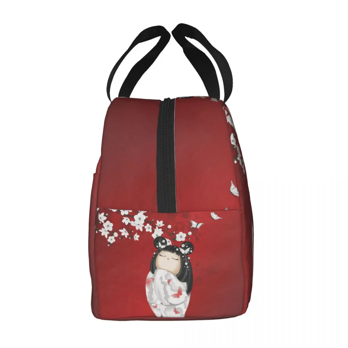 Kokeshi Doll Cherry Blossoms Lunch Box for Women Waterproof Japanese Geisha Girl Cooler Thermal Food Insulated Lunch Bag Kids