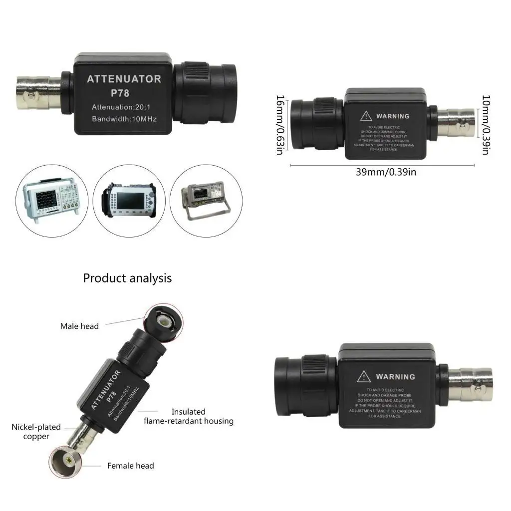 

652F P78 Attenuator Advanced Oscilloscope P78 20:1 10Mhz Passive Attenuator for PC and Office Use