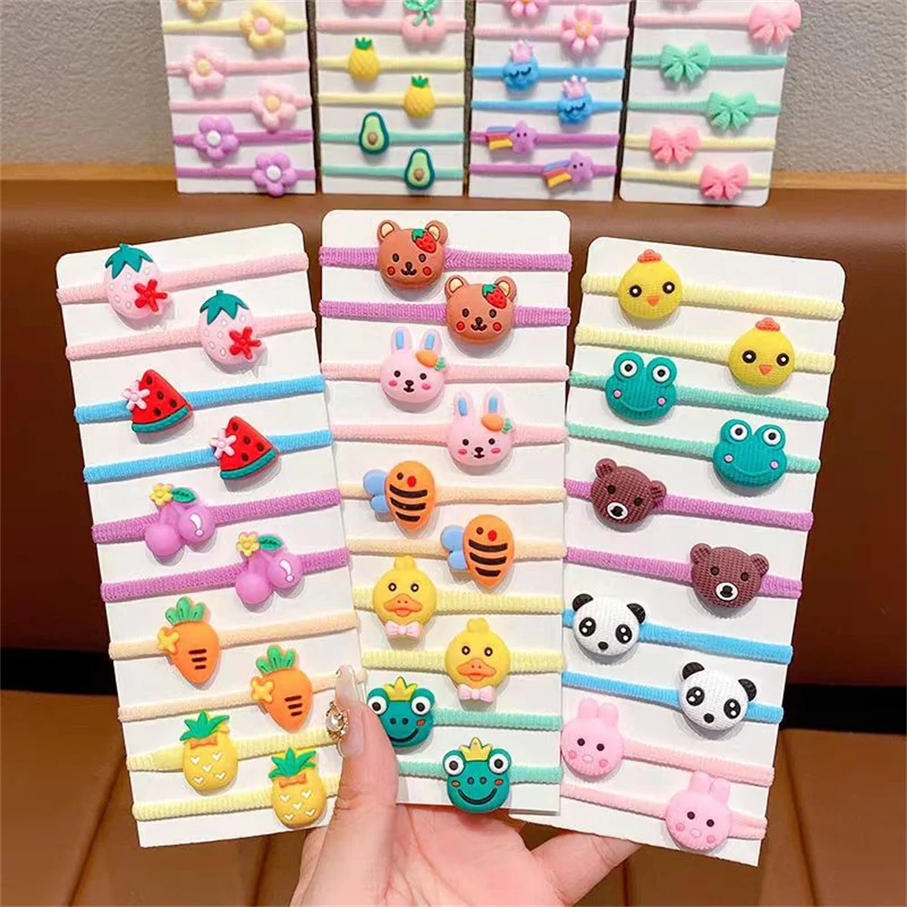 10Pcs/Set New Cute Cartoon Headbands Girls Elastic Hair Bands Hair Accessories for Kids Scrunchies Headwear Ornaments Gift