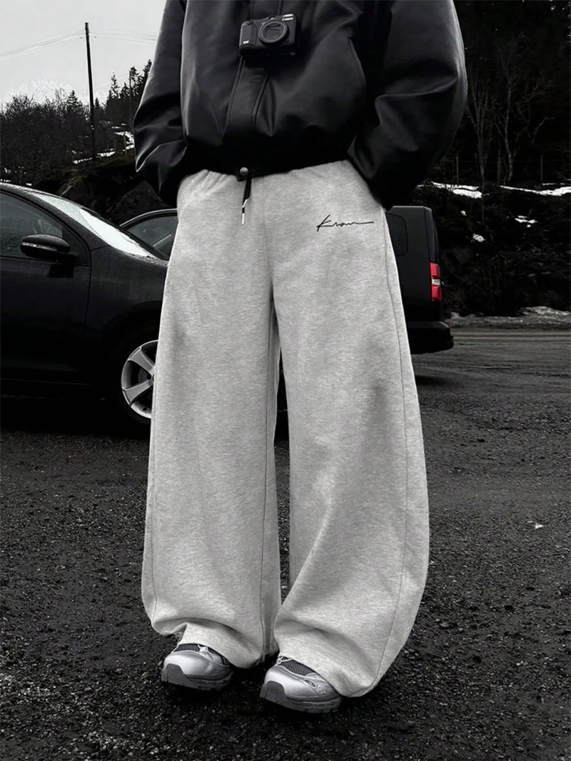 

Men's Printed Straight-Leg Sweatpants, Loose Fit, Streetwear Casual, Comfortable, Suitable for Sports Commuting