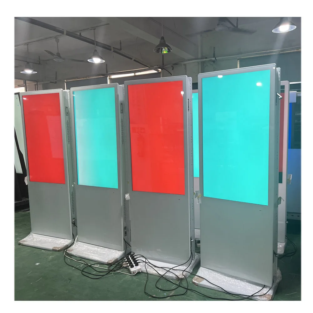 Layar Iklan LCD Indoor 43 50 55 Inci Resolusi 4K Digital Signage Dua Sisi Webcam Totem Display Iklan