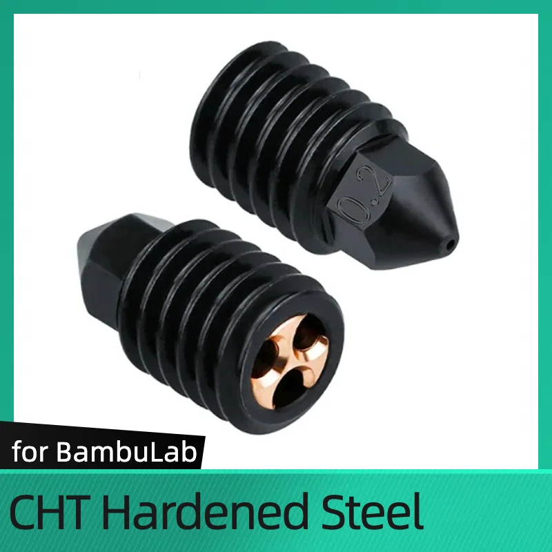 For BambuLab CHT Hardened Steel High Flow Nozzles for BambuLab X1/X1C/P1P/ P1S 3D Printers 0.2mm Nozzle CHT