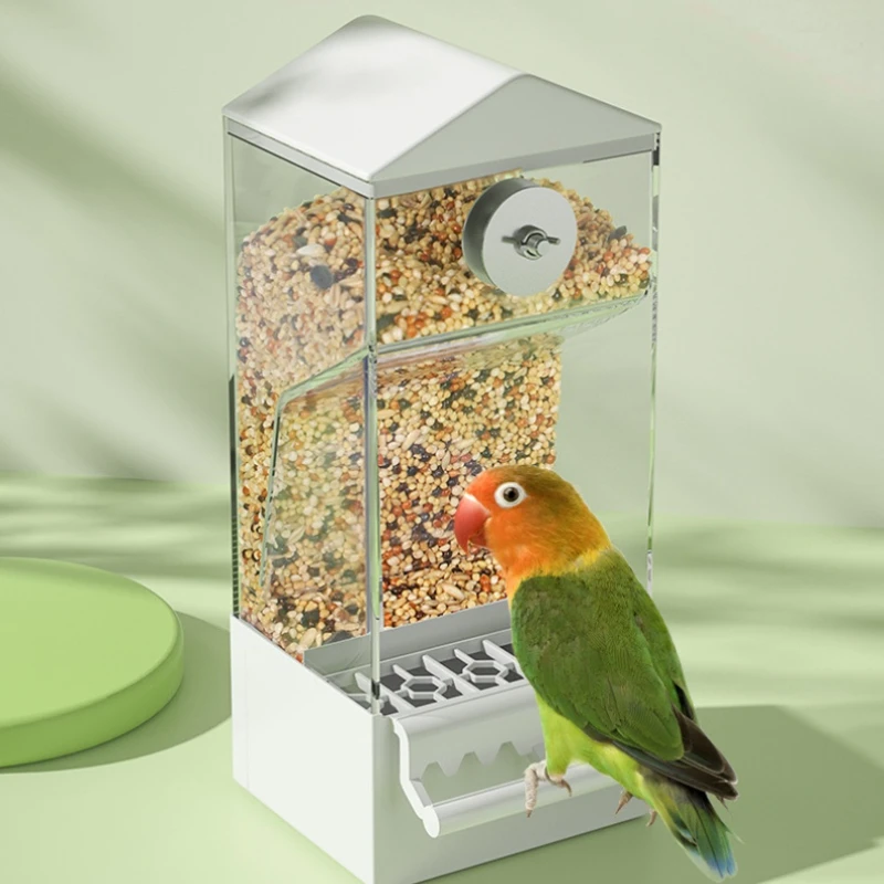 1PC Parrot Feeder Anti-Spill Transparent Bird Food Box Clear Feeding Device for Parrots Durable Bird Feeding Box