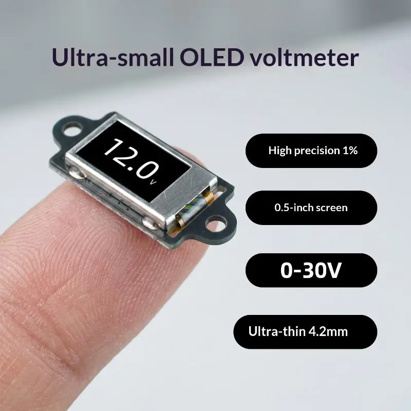 【CCA】DC 0-30V 12bit Ultra-Thin Mini Digital Voltmeter With 0.5-inch OLED Display Voltage Meter With Shell